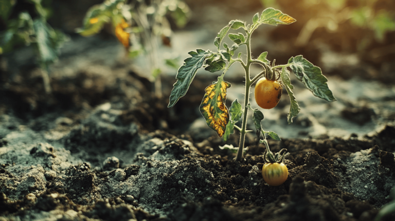 Tomatenpflanze im Gartenboden